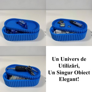 Cutiuta eleganta cu capac magnetic, Multifunctionala, Albastru, 17,5 X 8,5 X 5 cm, imprimat 3D din PLA (Bioplastic) - Img 4