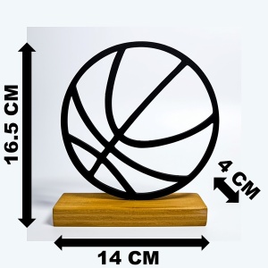 Decoratiune Casa, Minge de baschet – DECORADI®, Eco-friendly, Baza din Lemn Natural, Design Abstract, Negru 16.5cm – Cadou sau Decoratiune de interior ideala pentru iubitorii de sport, Printat 3D din PLA (plastic biodegradabil) - Img 6