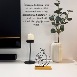 Decoratiune Casa, zodia SAGETATOR – DECORADI®, Eco-friendly, Baza din Lemn Natural, Design Abstract, Negru 17.5 cm – Cadou sau Decoratiune de interior cu design modern, Printat 3D din PLA Eco (plastic biodegradabil) - Img 4