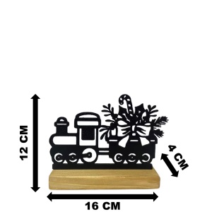 Decorațiune Crăciun, Trenuleț cu Cadouri– Eco-friendly, Baza din Lemn Natural, Negru, 12cm, Handmade, Decor Interior Birou, Sufragerie, Cadou Crăciun, Printat 3D din PLA Eco (plastic biodegradabil), DECORADI® - Img 6