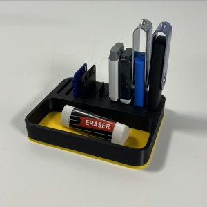 Organizator 4 Memorii USB, 4 Carduri SD, 3 Carduri MicroSD + Minitavita, Multifunctional, Galben/Negru, 9 X 7 cm, imprimat 3D din PLA (Bioplastic)