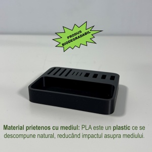 Organizator 4 Memorii USB, 4 Carduri SD, 3 Carduri MicroSD + Minitavita, Multifunctional, Negru, 9 X 7 cm, imprimat 3D din PLA (Bioplastic) - Img 3