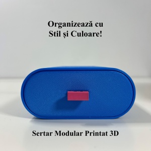 Sertar oval birou, Albastru, 17.5 X 11 X 5 cm, imprimat 3D din PLA (Bioplastic) - Img 4