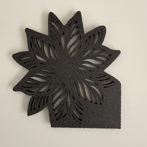 Set 4 suporturi / coastere pahare, Floare, 10 X 9.5 cm, Negru, imprimate 3D - Img 2