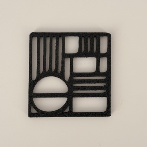 Set 4 suporturi / coastere pahare, patrat, 9 X 9 cm, negru, cutie inclusa, imprimate 3D - Img 4