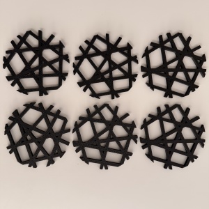Set 6 suporturi / coastere pahare, rotund, diametru 10 cm, negru, cutie inclusa, imprimate 3D - Img 2