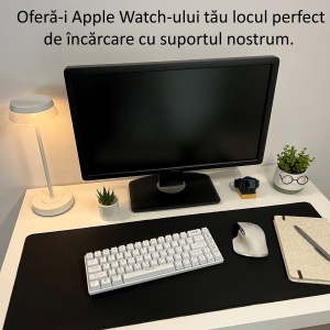 Suport Incarcare compatibil cu Apple Watch (Incarcatorul magnetic nu este inclus), Negru, Baza din lemn natural, imprimati 3D din PLA (Bioplastic) - Img 5