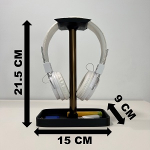 Suport pentru casti de birou cu tavita, Negru, Aluminiu eloxat, imprimat 3D din PLA (Bioplastic), Material moale - Img 6