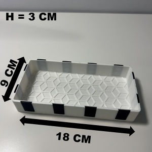 Tavita modulara magnetica, Alb, 9 X 18 cm, imprimat 3D din PLA (Bioplastic) - Img 6