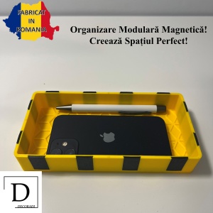 Tavita modulara magnetica, Galben, 9 X 18 cm, imprimat 3D din PLA (Bioplastic)