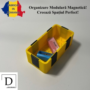 Tavita modulara magnetica, Galben, 9 X 4.5 cm, imprimat 3D din PLA (Bioplastic)