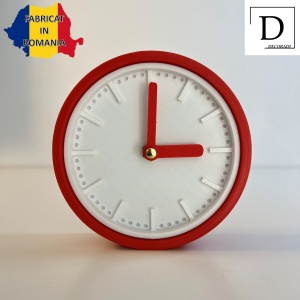 Ceas de birou - Mecanism SILENTIOS – DECORADI®, Eco-friendly, Design Modern, Colectie Spectrum, Alb / Rosu, Diametru 11cm – Cadou sau Ceas de camera decorativ cu design modern, Printat 3D din PLA ECO(plastic biodegradabil) - Img 2