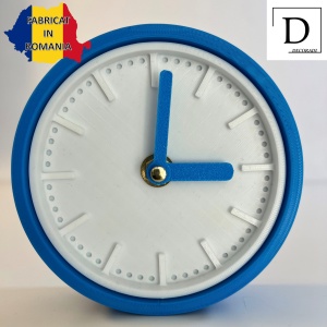 Ceas de birou - Mecanism SILENTIOS – DECORADI®, Eco-friendly, Design Modern, Colectie Spectrum, Alb / Albastru, Diametru 11cm – Cadou sau Ceas de camera decorativ cu design modern, Printat 3D din PLA ECO(plastic biodegradabil) - Img 2