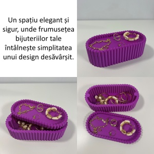 Cutiuta eleganta cu capac magnetic, Multifunctionala, Mov, 17,5 X 8,5 X 5 cm, imprimat 3D din PLA (Bioplastic) - Img 3