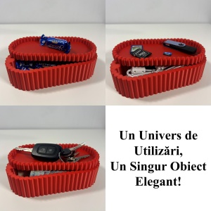 Cutiuta eleganta cu capac magnetic, Multifunctionala, Rosu, 17,5 X 8,5 X 5 cm, imprimat 3D din PLA (Bioplastic) - Img 4