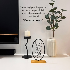 Decoratiune Casa, Indragostiti – DECORADI®, Eco-friendly, Baza din Lemn Natural, Cadou romantic pentru INDRAGOSTITI, Negru 23 cm – Decoratiune de interior cu Design Modern, Printat 3D din PLA Eco (plastic biodegradabil) - Img 4