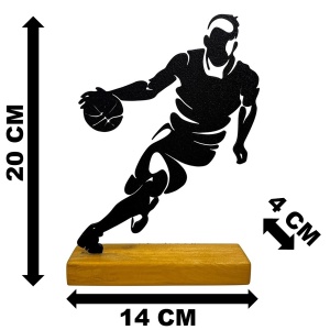 Decoratiune Casa, Jucator de baschet – DECORADI®, Eco-friendly, Baza din Lemn Natural, Design Abstract, Negru 20cm – Cadou sau Decoratiune de interior ideala pentru iubitorii de sport, Printat 3D din PLA Eco (plastic biodegradabil) - Img 6