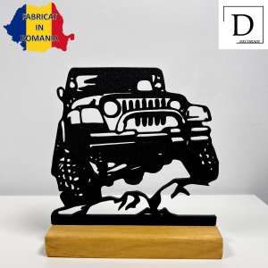 Decoratiune Casa, Masa clasica OFF-Road - DECORADI®, Eco-friendly, Baza din Lemn Natural, Cadou sau Decoratiune de interior pentru ideala iubitorii de masini, Design Modern, Negru 14.5cm, Printat 3D din PLA ECO(plastic biodegradabil) - Img 2