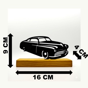 Decoratiune Casa, Masina Clasica Anii '40 – DECORADI®, Eco-friendly, Baza din Lemn Natural, Cadou sau Decoratiune de interior pentru ideala iubitorii de masini, Design Modern, Negru 9cm, Printat 3D din PLA Eco (plastic biodegradabil) - Img 6