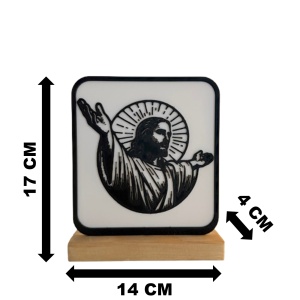 Decoratiune religioasa Iisus Hristos, DECORADI, Design Modern, Alb/Negru, 17x14x4cm - Img 6