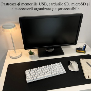 Organizator 4 Memorii USB, 4 Carduri SD, 3 Carduri MicroSD + Minitavita, Multifunctional, Galben/Negru, 9 X 7 cm, imprimat 3D din PLA (Bioplastic) - Img 4