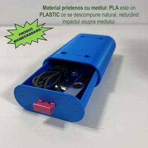 Sertar oval birou, Albastru, 12.5 X 8.5 X 4 cm, imprimat 3D din PLA (Bioplastic) - Img 3