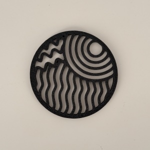 Set 4 suporturi / coastere pahare, rotund, diametru 9 cm, negru, cutie inclusa, imprimate 3D - Img 5