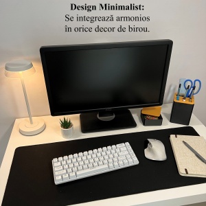 Set organizator de birou multifunctional, Suport 6 instrumente de scris si accesorii (12 X 9 X 9 CM) + Cutiuta suplimentara cu capac (4 X 9 X 9 CM), Auriu/Negru, imprimat 3D din PLA (Bioplastic) - Img 4