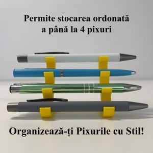 Suport pentru 4 pixuri, Galben, imprimat 3D din PLA (Bioplastic) - Img 2