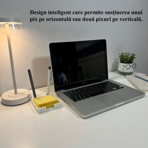 Suport pentru notite de birou cu spatiu dedicat pentru pixuri + sablon pentru liste personalizate, Alb,9.5 cm, imprimat 3D din PLA (Bioplastic) - Img 6