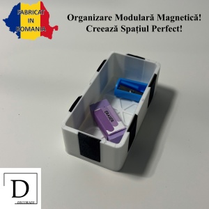 Tavita modulara magnetica, Alb, 9 X 4.5 cm, imprimat 3D din PLA (Bioplastic)