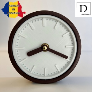 Ceas de birou - Mecanism SILENTIOS – DECORADI®, Eco-friendly, Design Modern, Colectie Spectrum, Alb / Maro deschis, Diametru 11cm – Cadou sau Ceas de camera decorativ cu design modern, Printat 3D din PLA ECO(plastic biodegradabil) - Img 2