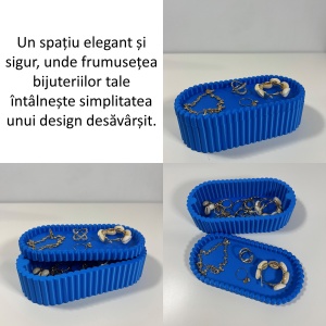 Cutiuta eleganta cu capac magnetic, Multifunctionala, Albastru, 17,5 X 8,5 X 5 cm, imprimat 3D din PLA (Bioplastic) - Img 3