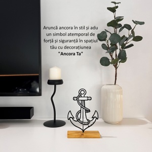 Decoratiune Casa, Ancora – DECORADI®, Eco-friendly, Baza din Lemn Natural, Design Modern, Negru 21cm – Cadou sau Decoratiune de interior ideala pentru iubitorii de navigatie, etc. Printat 3D din PLA ECO (plastic biodegradabil) - Img 4