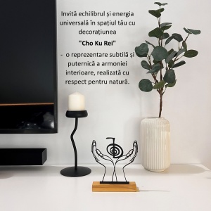 Decoratiune Casa, Cho Ku Rei – DECORADI®, Eco-friendly, Baza din Lemn Natural, Design Modern, Negru 16.5cm – Cadou sau Decoratiune de interior ce amplifica, protejeaza si curata energia locuintei, Printat 3D din PLA(plastic biodegradabil) - Img 4