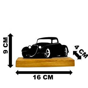 Decoratiune Casa, Hot Rod – DECORADI®, Eco-friendly, Baza din Lemn Natural, Cadou sau Decoratiune de interior pentru ideala iubitorii de masini, Design Modern, Negru 9 cm, Printat 3D din PLA Eco (plastic biodegradabil) - Img 6