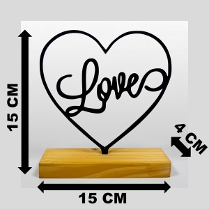 Decoratiune Casa, Inima LOVE – DECORADI®, Eco-friendly, Baza din Lemn Natural, Cadoul Perfect pentru persoana IUBITA, Negru 15cm – Decoratiune de interior cu Design Modern, Printat 3D din PLA Eco (plastic biodegradabil) - Img 6