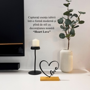 Decoratiune Casa, Inima LOVE – DECORADI®, Eco-friendly, Baza din Lemn Natural, Cadoul Perfect pentru persoana IUBITA, Negru 15 cm – Decoratiune de interior cu Design Modern, Printat 3D din PLA Eco (plastic biodegradabil) - Img 4