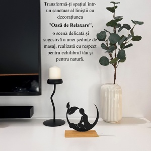 Decoratiune Casa, Masaj – DECORADI®, Eco-friendly, Baza din Lemn Natural, Design Modern, Negru 15cm – Cadou sau Decoratiune de interior ideala pentru salon de masaj, Printat 3D din PLA ECO(plastic biodegradabil) - Img 4