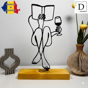Decoratiune Casa, Momentul Meu – DECORADI®, Eco-friendly, Baza din Lemn Natural, Design Abstract, Negru 21.5cm – Cadou sau Decoratiune de interior cu design modern, Printat 3D din PLA Eco (plastic biodegradabil) - Img 2