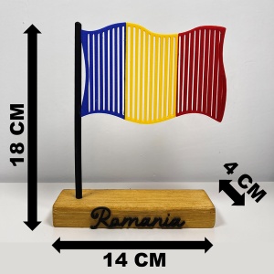 Decoratiune Casa, Steagul Romaniei – DECORADI®, Eco-friendly, Baza din Lemn Natural, Design Abstract, Multicolor 18 cm – Cadou sau Decoratiune de interior cu design modern, Printat 3D din PLA Eco (plastic biodegradabil) - Img 6