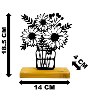 Decoratiune Casa, Vaza cu flori – DECORADI®, Eco-friendly, Baza din Lemn Natural, Design Abstract, Negru 18.5cm – Cadou sau Decoratiune de interior ideala pentru iubitorii de natura, Printat 3D din PLA Eco(plastic biodegradabil) - Img 6