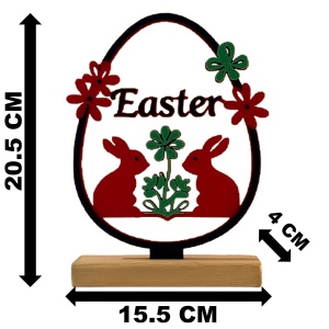 Decoratiune de Paste, Easter Egg, Eco-friendly, Baza din Lemn Natural, Multicolor, 20.5 cm, Handmade, Decor Interior Birou, Sufragerie, Cadou Paste, Printat 3D din PLA Eco (plastic biodegradabil), DECORADI® - Img 6