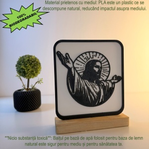 Decoratiune religioasa Iisus Hristos, DECORADI, Design Modern, Alb/Negru, 17x14x4cm - Img 3