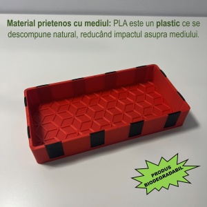 Tavita modulara magnetica, Rosu, 9 X 18 cm, imprimat 3D din PLA (Bioplastic) - Img 2