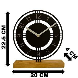 Ceas de birou - Mecanism SILENTIOS – DECORADI®, Eco-friendly, Baza din Lemn Natural, Afisare cu cifre arabe, Design Abstract, Negru 22.5 cm – Cadou sau Ceas de camera decorativ cu design modern, Printat 3D din PLA (plastic biodegradabil) - Img 6