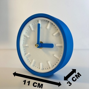 Ceas de birou - Mecanism SILENTIOS – DECORADI®, Eco-friendly, Design Modern, Colectie Spectrum, Alb / Albastru, Diametru 11cm – Cadou sau Ceas de camera decorativ cu design modern, Printat 3D din PLA ECO(plastic biodegradabil) - Img 6