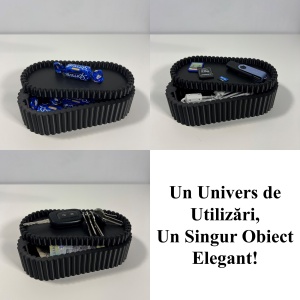 Cutiuta eleganta cu capac magnetic, Multifunctionala, Negru, 17,5 X 8,5 X 5 cm, imprimat 3D din PLA (Bioplastic) - Img 4