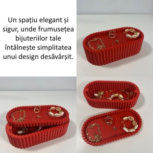 Cutiuta eleganta cu capac magnetic, Multifunctionala, Rosu, 17,5 X 8,5 X 5 cm, imprimat 3D din PLA (Bioplastic) - Img 3