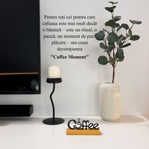 Decoratiune Casa, Coffee – DECORADI®, Eco-friendly, Baza din Lemn Natural, Design Modern, Negru 7cm – Cadou sau Decoratiune de interior ideala pentru iubitorii de cafea, Printat 3D din PLA(plastic biodegradabil) - Img 4